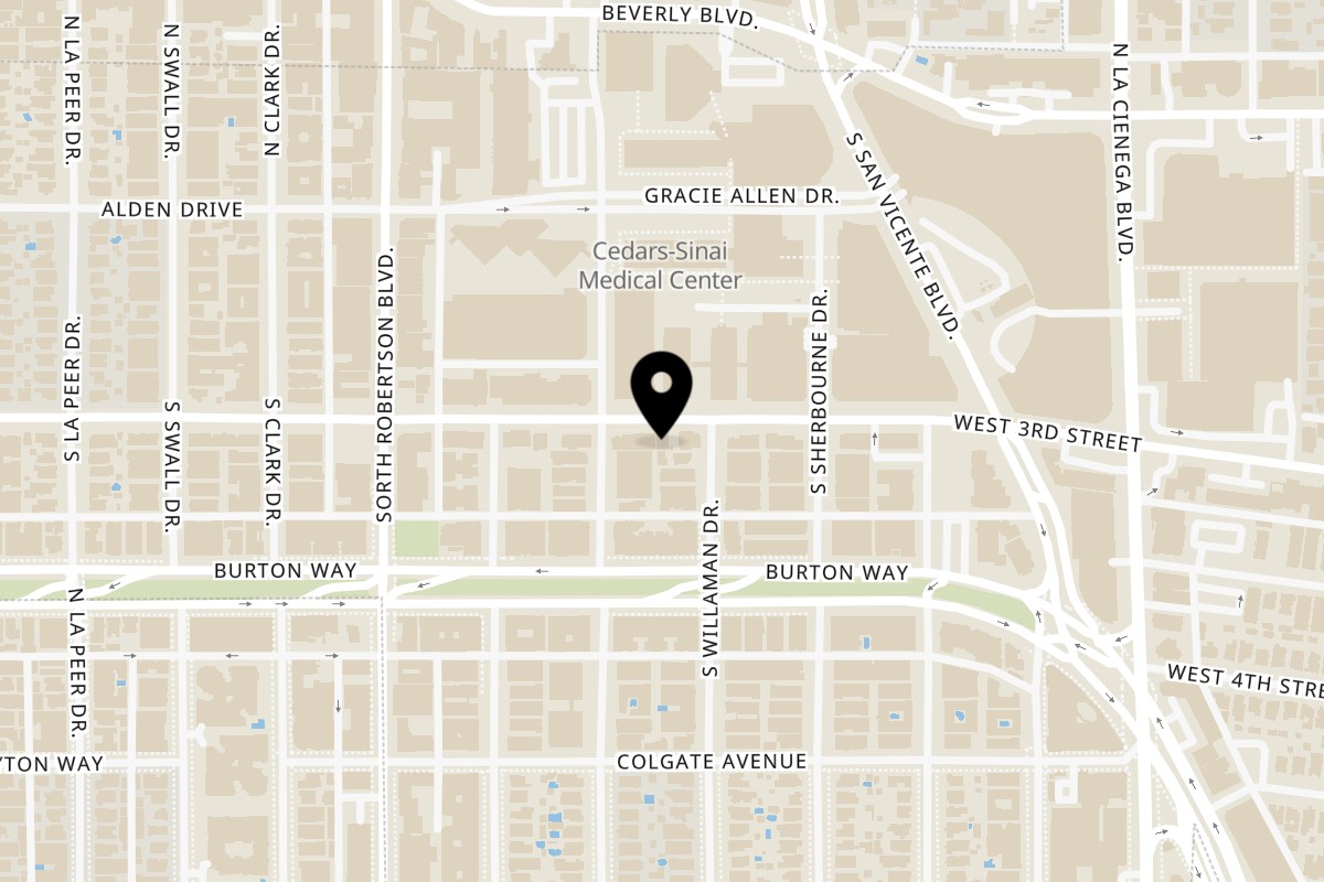 Map showing the location of Locanda Veneta on 8638 W 3rd St in Los Angeles